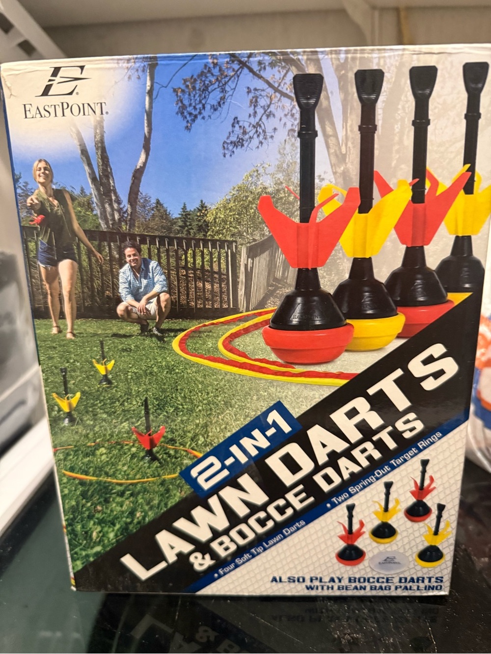 2-in-1 Lawn Darts & Bocce Darts Set - Red & Yellow
